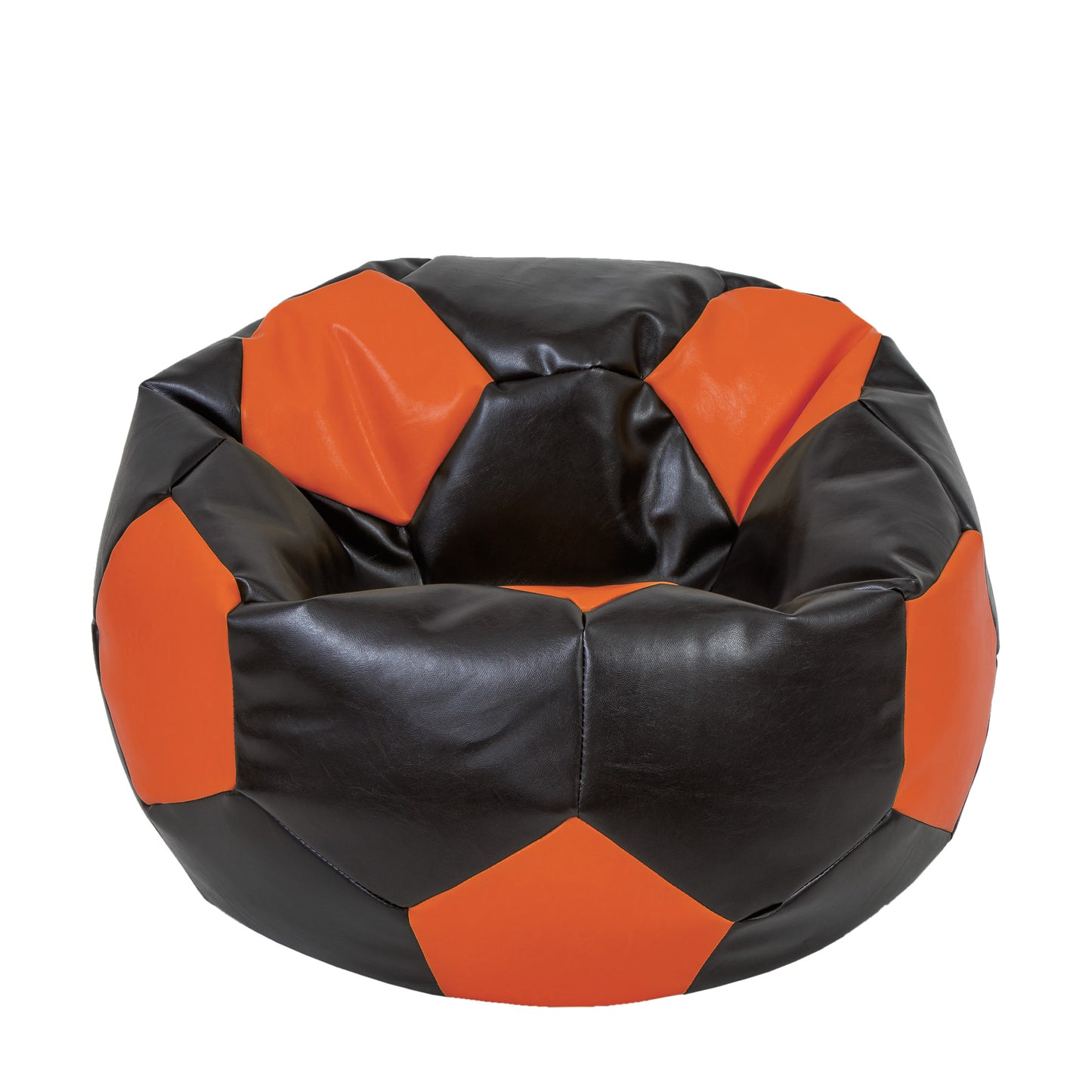 Fotoliu puf Extra Ball - imitatie piele - wenge/portocaliu