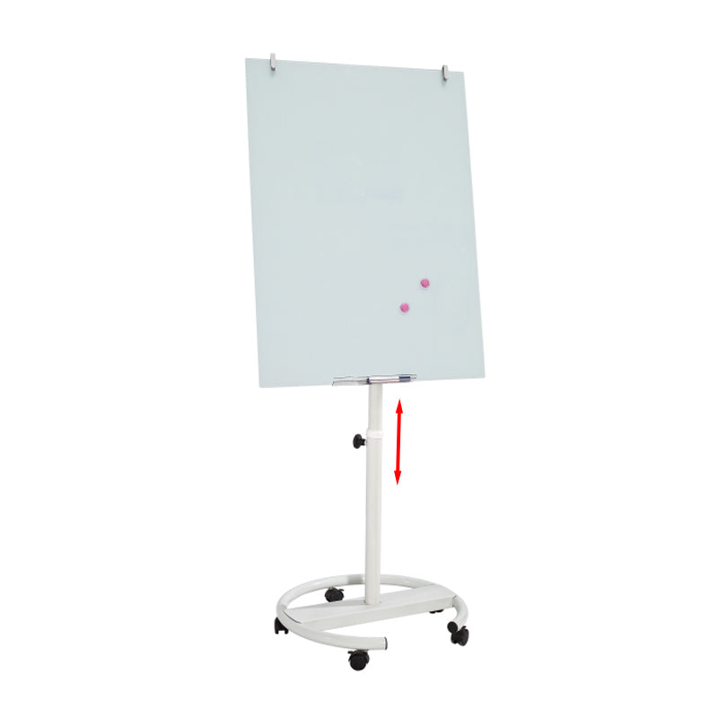 Flipchart magnetic din sticla, suport mobil rotund cu 5 rotile 70*100 cm EVOffice