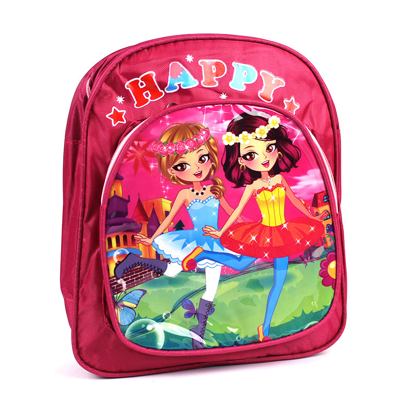 Ghiozdan prescolari 27*24*8 cm 2 fermoare Happy - fete