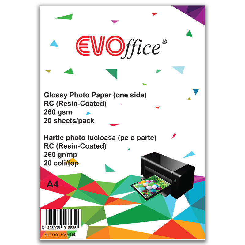 Hartie foto lucioasa A4 , 20coli/top, 260g/mp EVOffice
