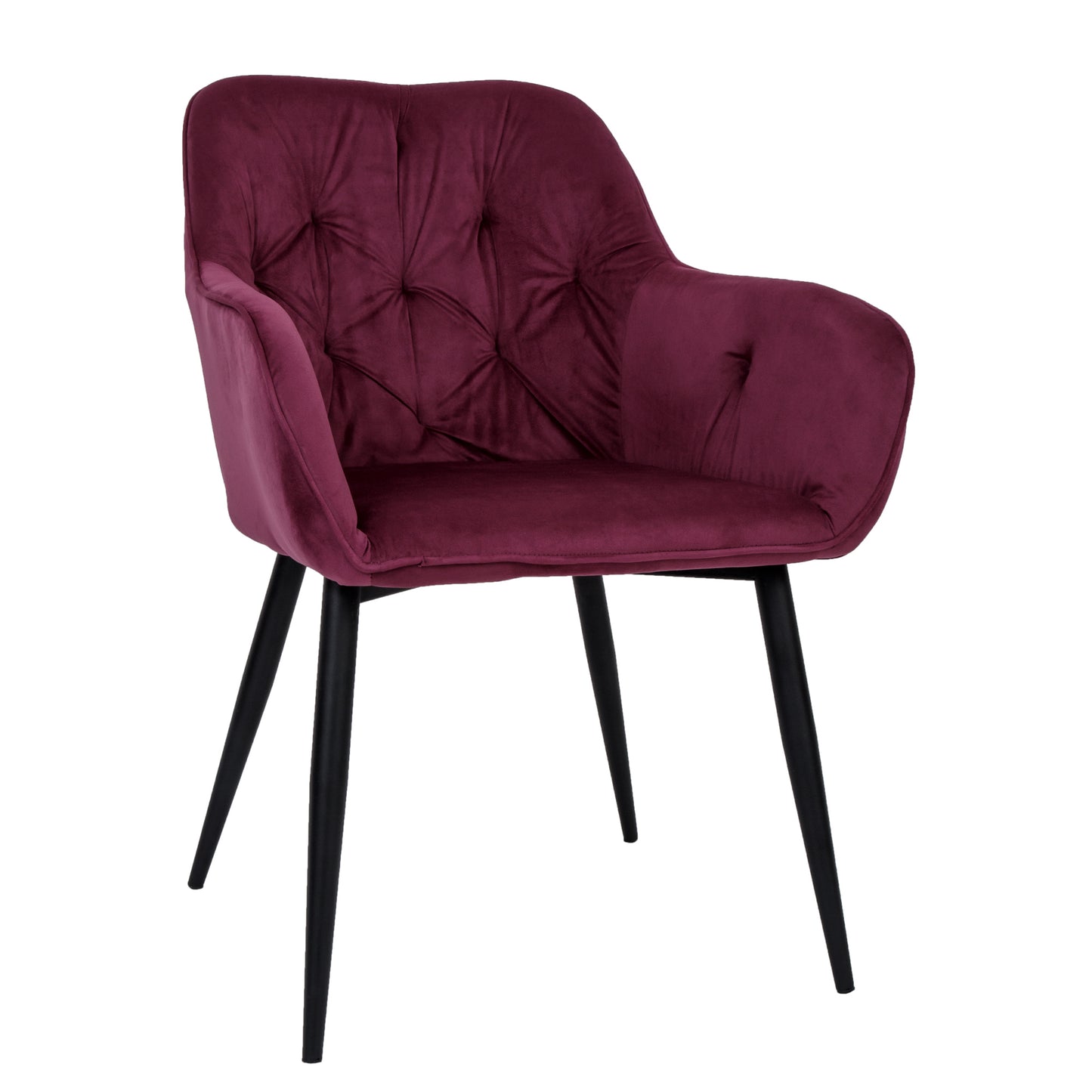 Scaun Luna - cadru negru - catifea bordo