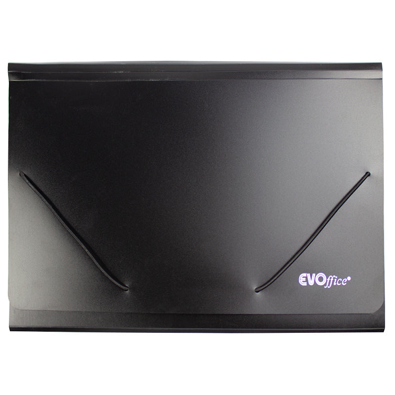 Mapa plastic A4 cu burduf 35 mm, 13 compartimente cu index EVOffice - negru