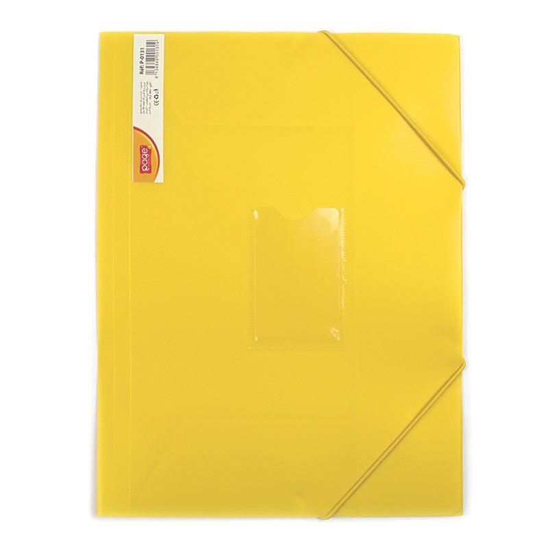 Mapa plastic rigid A4 (318*237mm) cu elastic si buzunar carte vizita - galben