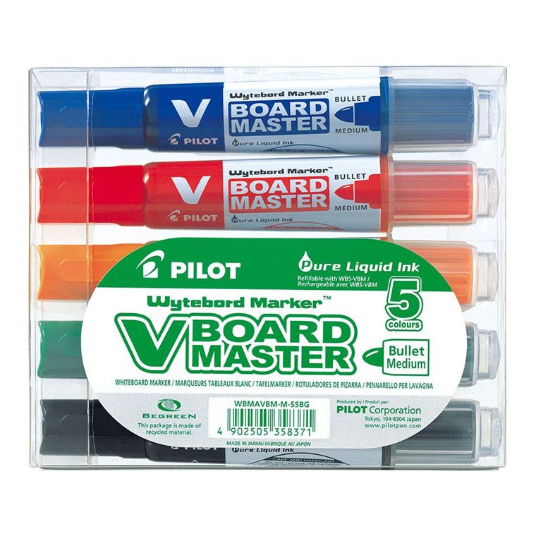 MARKER WHITEBOARD 5/SET 6MM VARF ROTUND VBOARD PILOT
