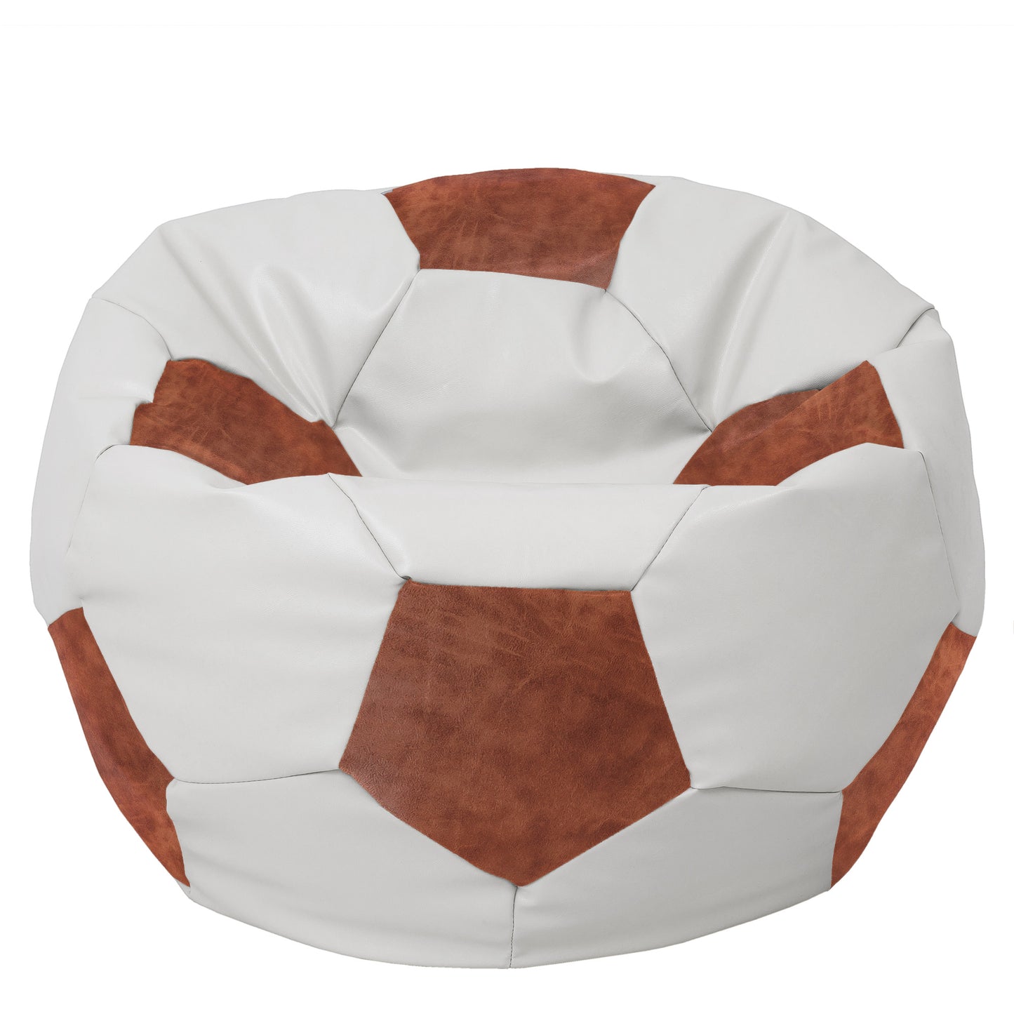 Fotoliu puf Mega Ball - imitatie piele - alb/cognac