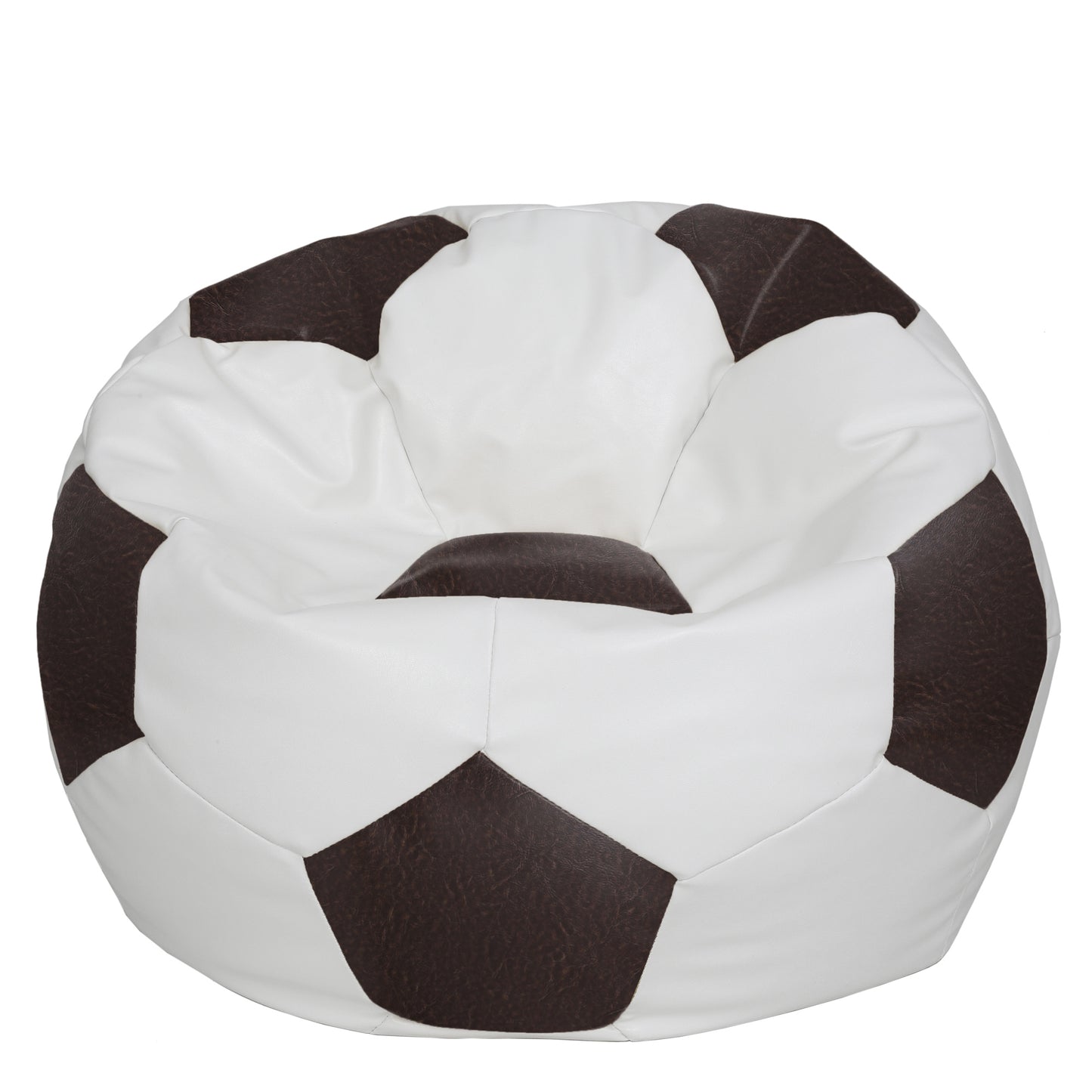 Fotoliu puf Mega Ball - imitatie piele - alb/maro
