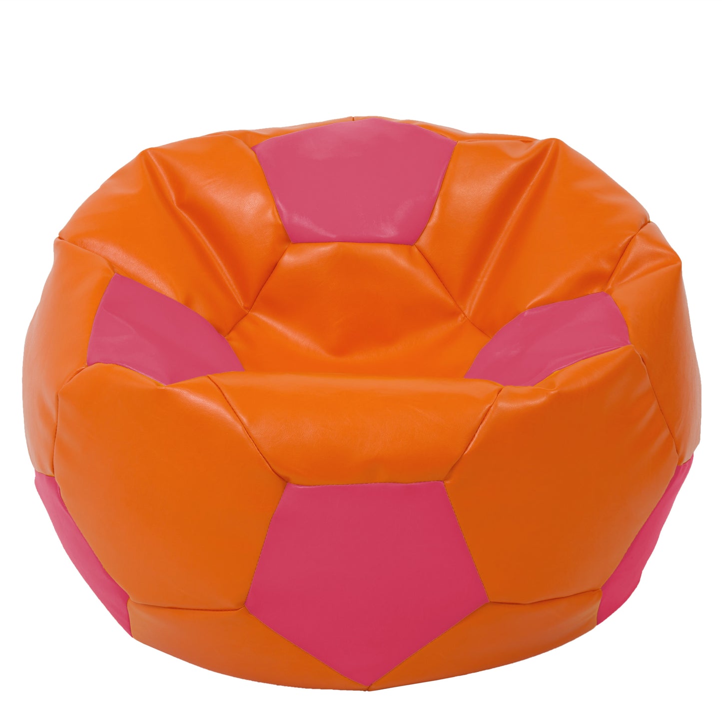 Fotoliu puf Mega Ball - imitatie piele - portocaliu/roz