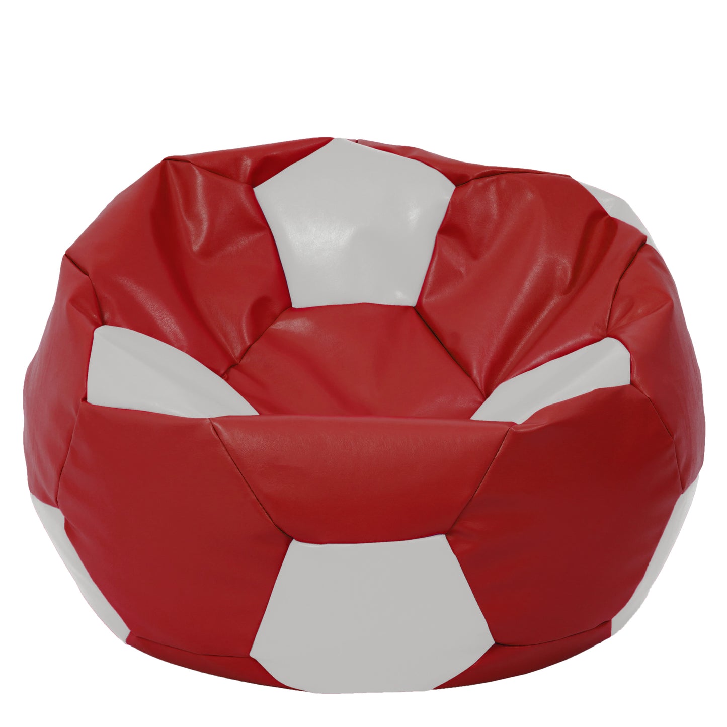 Fotoliu puf Mega Ball - imitatie piele - rosu/alb