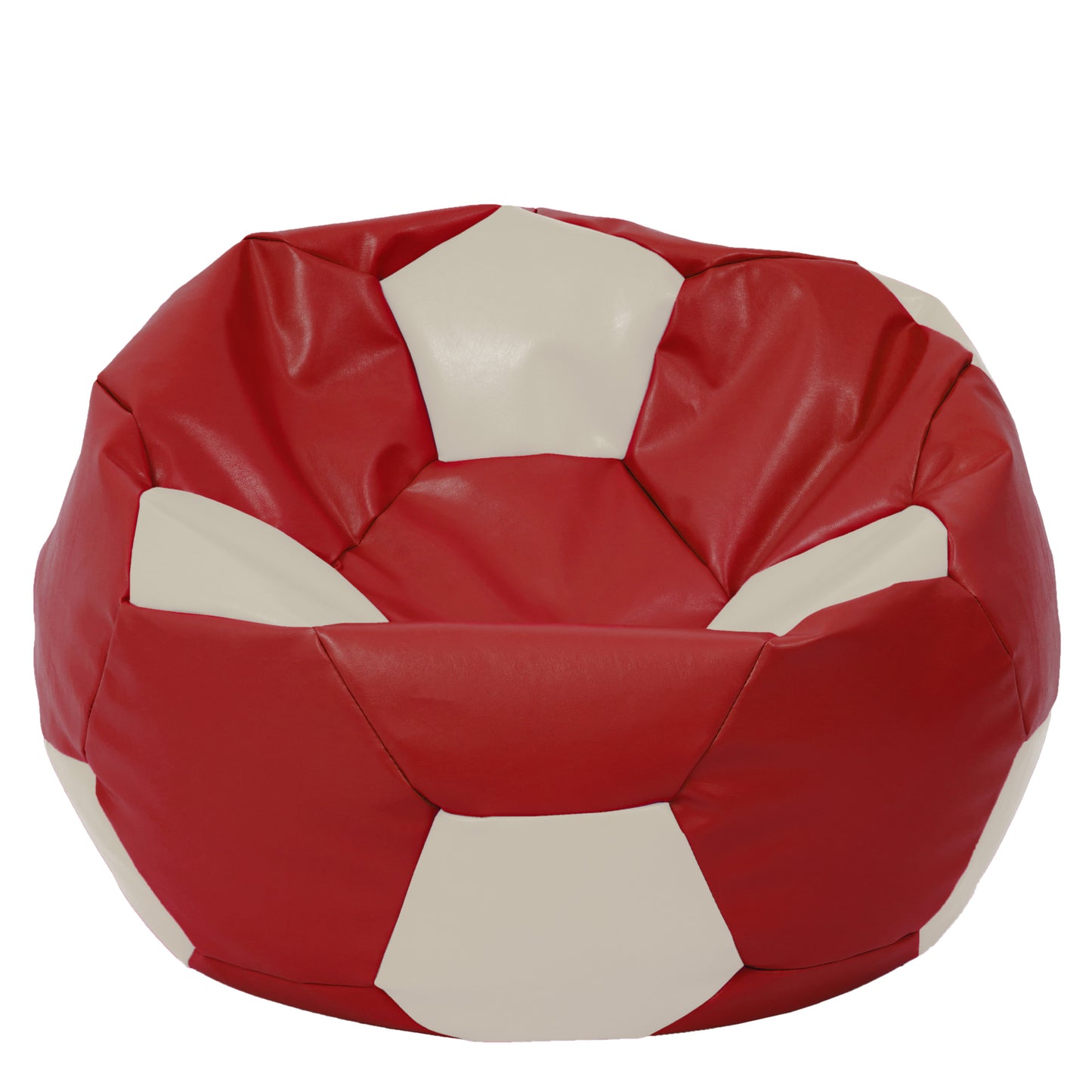 Fotoliu puf Mega Ball - imitatie piele - rosu/crem