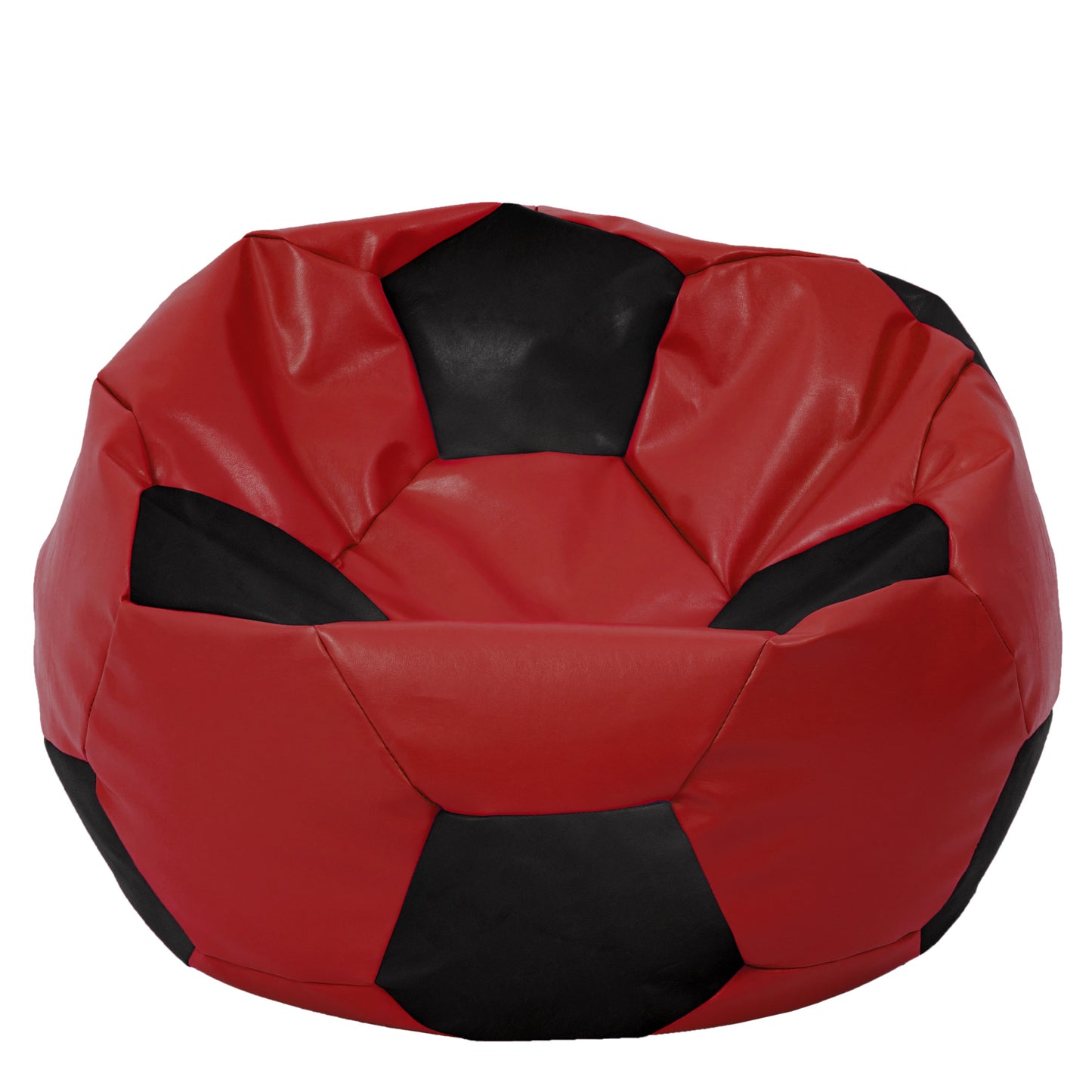 Fotoliu puf Mega Ball - imitatie piele - rosu/negru