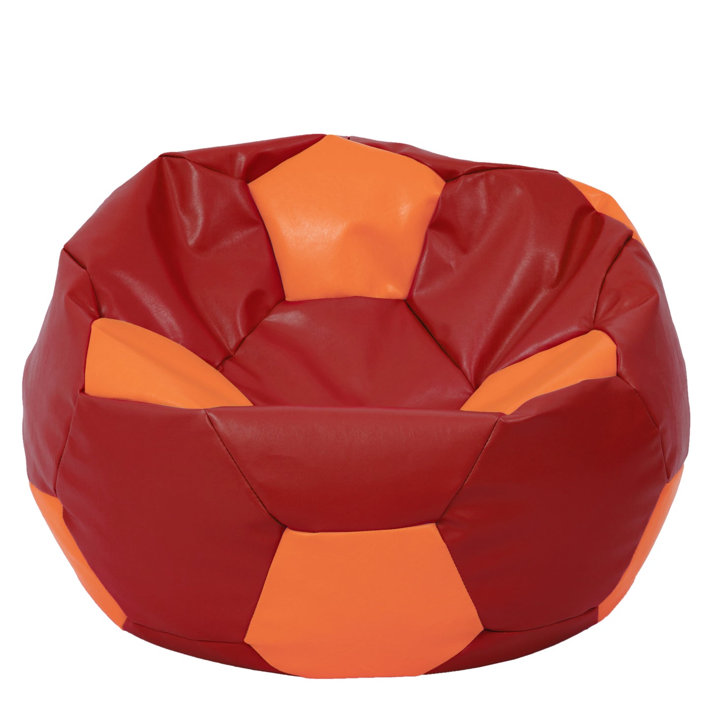 Fotoliu puf Mega Ball - imitatie piele - rosu/portocaliu