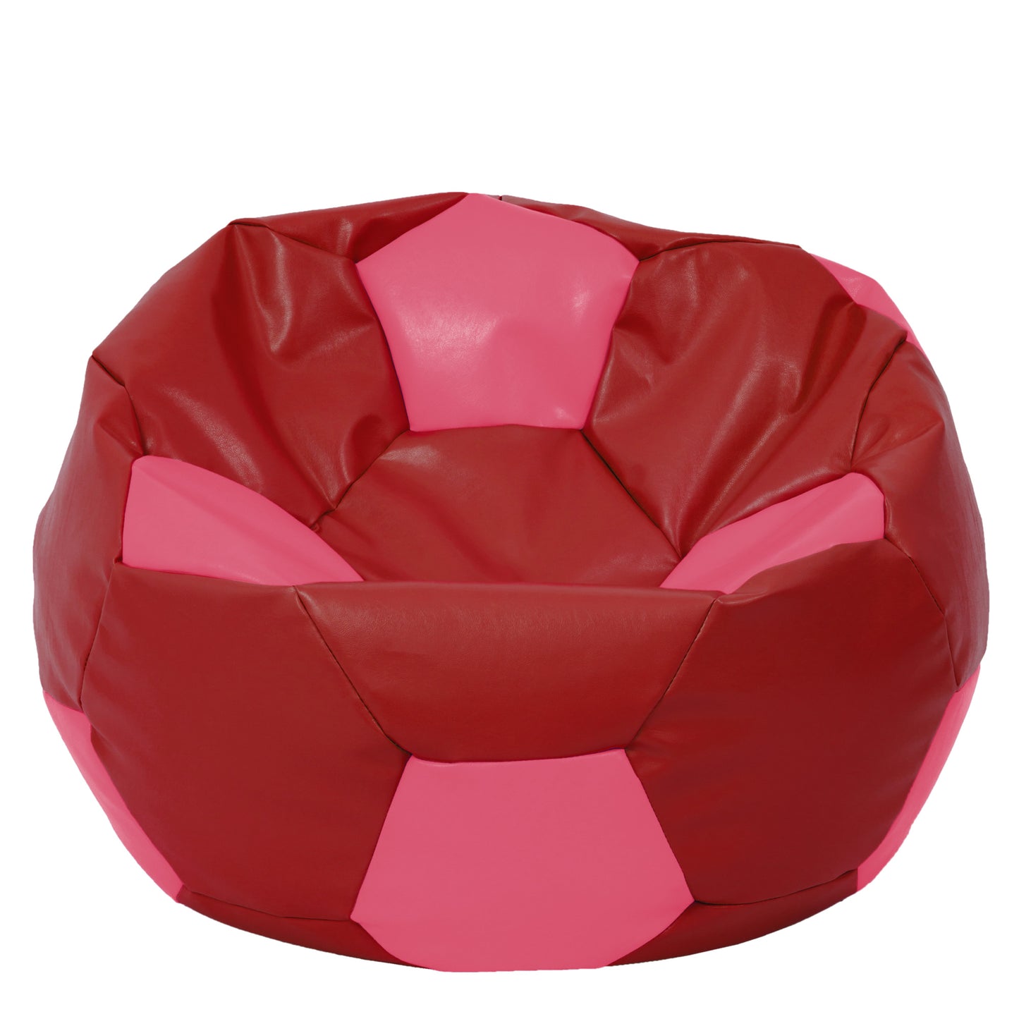 Fotoliu puf Mega Ball - imitatie piele - rosu/roz
