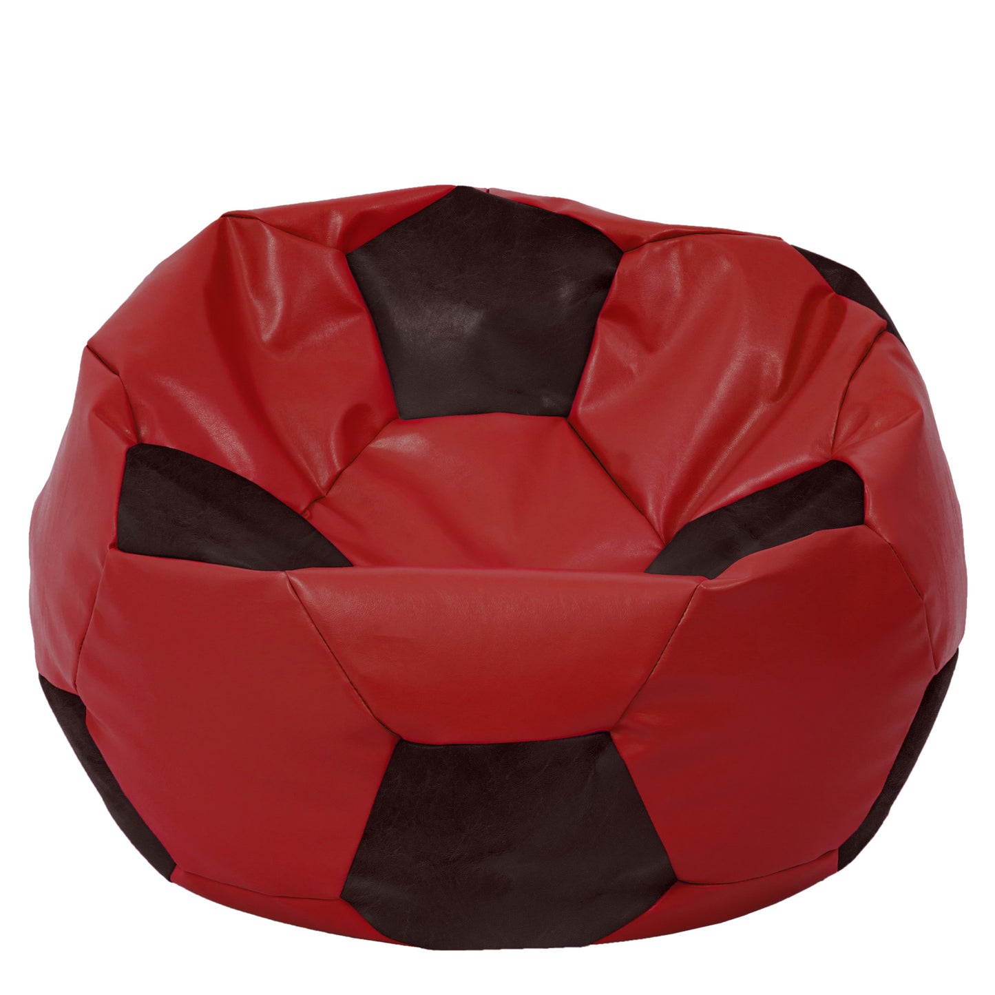 Fotoliu puf Mega Ball - imitatie piele - rosu/wenge