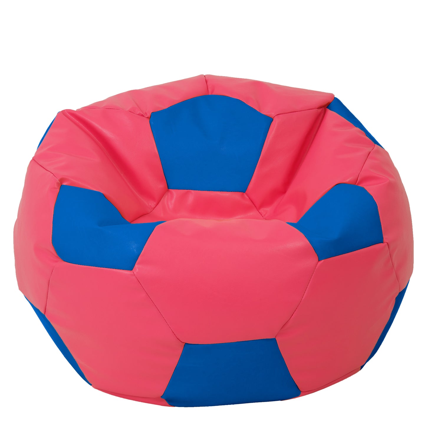 Fotoliu puf Mega Ball - imitatie piele - roz/albastru