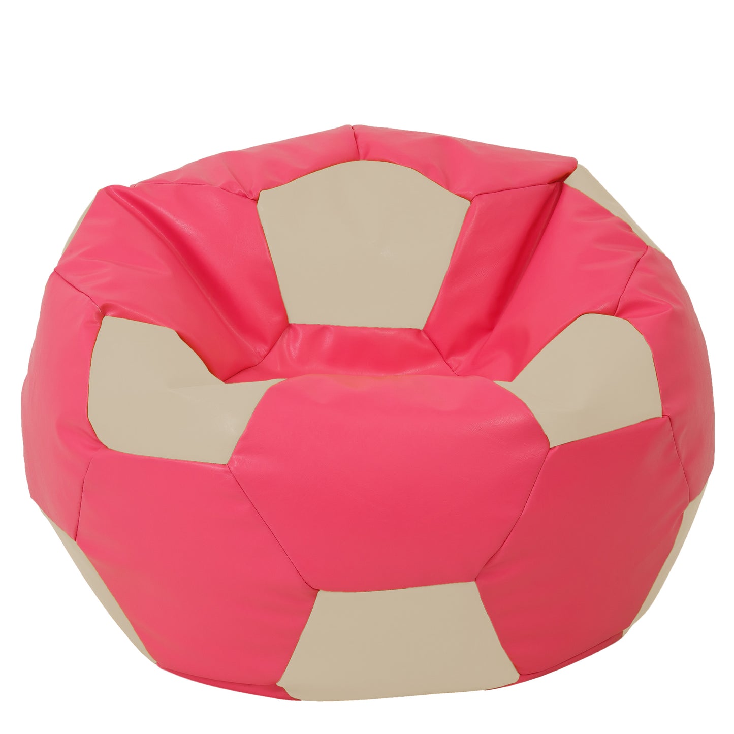 Fotoliu puf Mega Ball - imitatie piele - roz/crem
