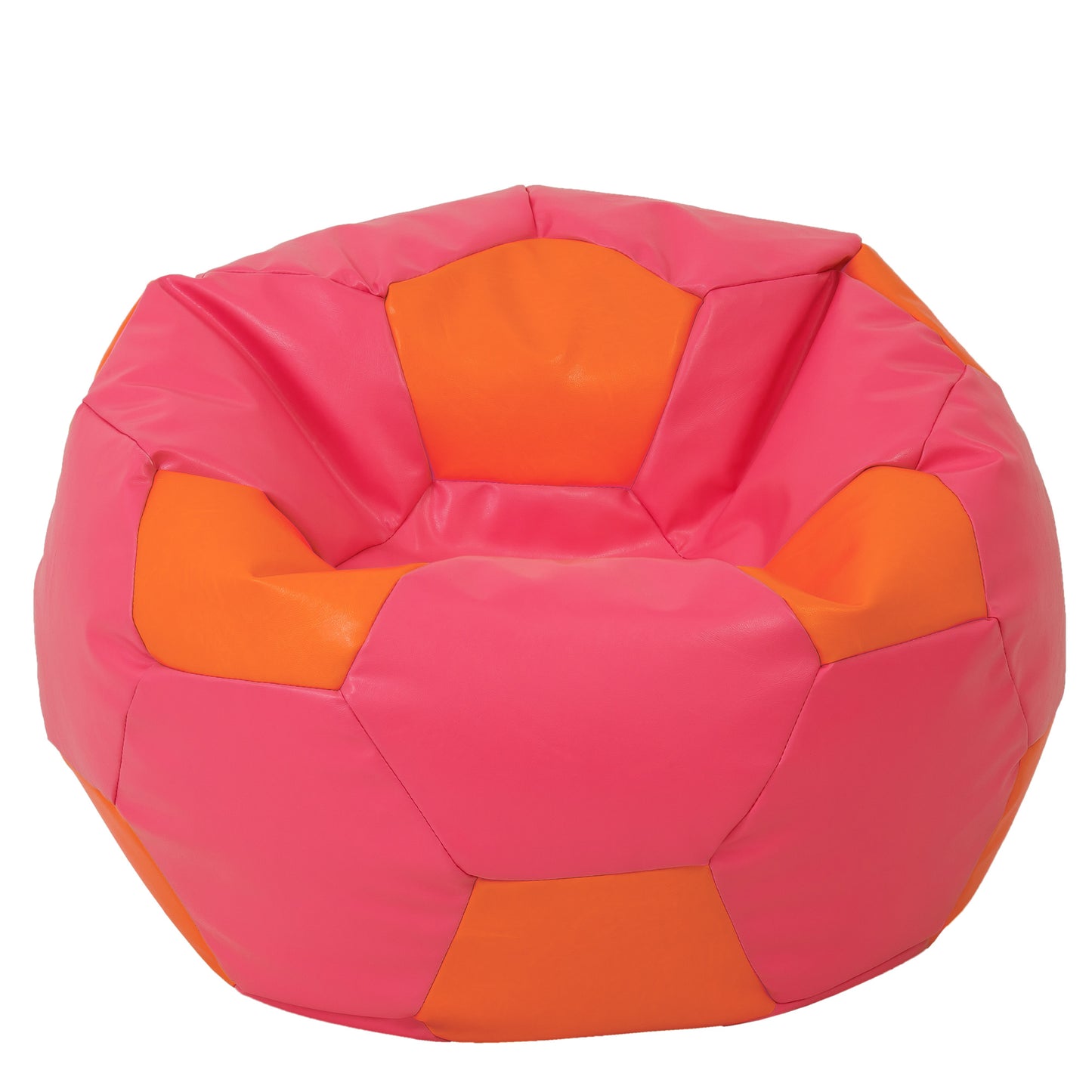 Fotoliu puf Mega Ball - imitatie piele - roz/portocaliu
