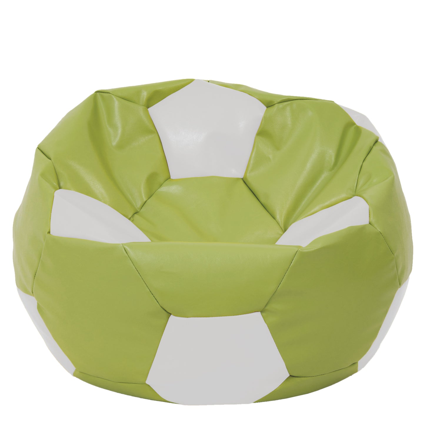 Fotoliu puf Mega Ball - imitatie piele - verde/alb
