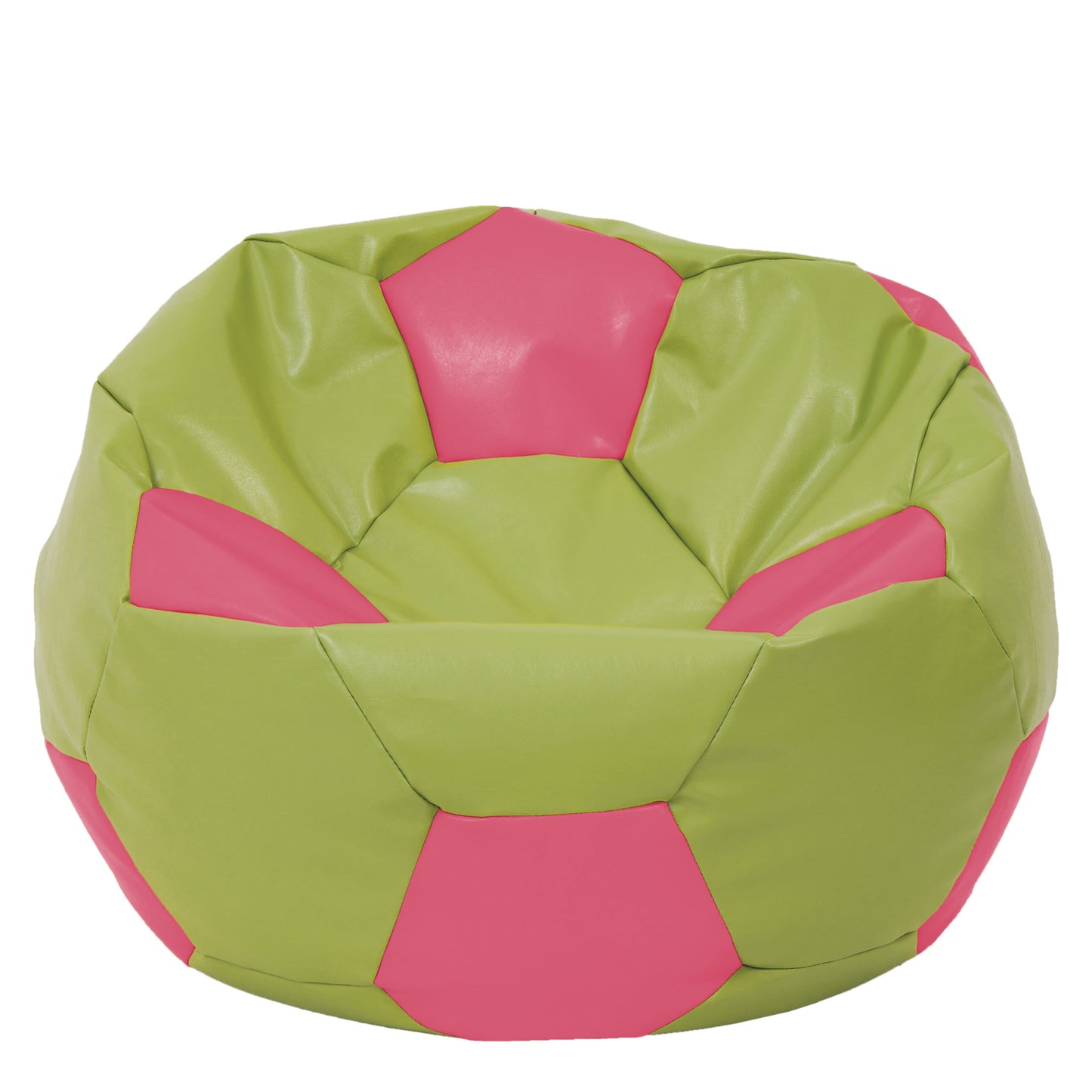 Fotoliu puf Mega Ball - imitatie piele - verde/roz