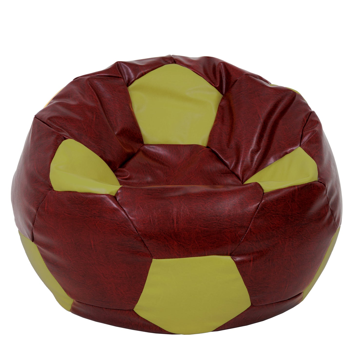 Fotoliu puf Mega Ball - imitatie piele - bordo/verde