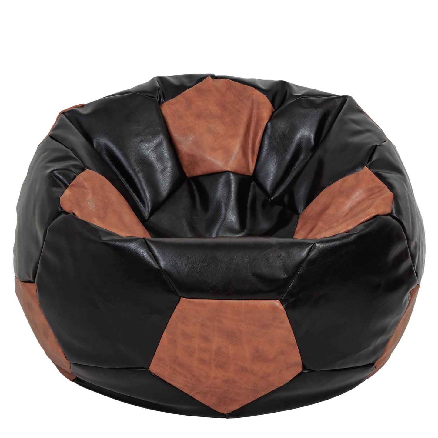 Fotoliu puf Mega Ball - imitatie piele - wenge/coniac
