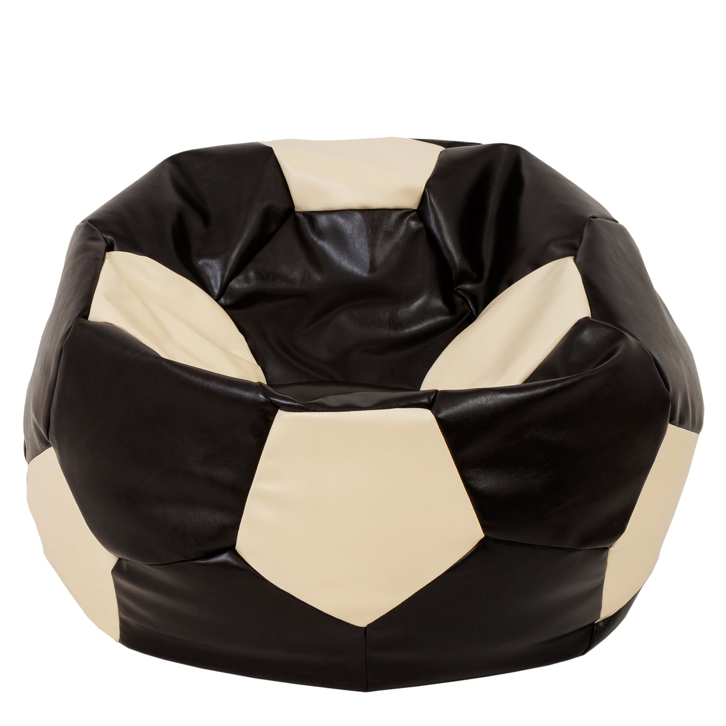 Fotoliu puf Mega Ball - imitatie piele - wenge/crem