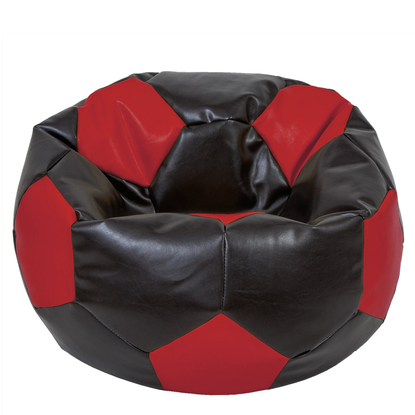 Fotoliu puf Mega Ball - imitatie piele - wenge/rosu