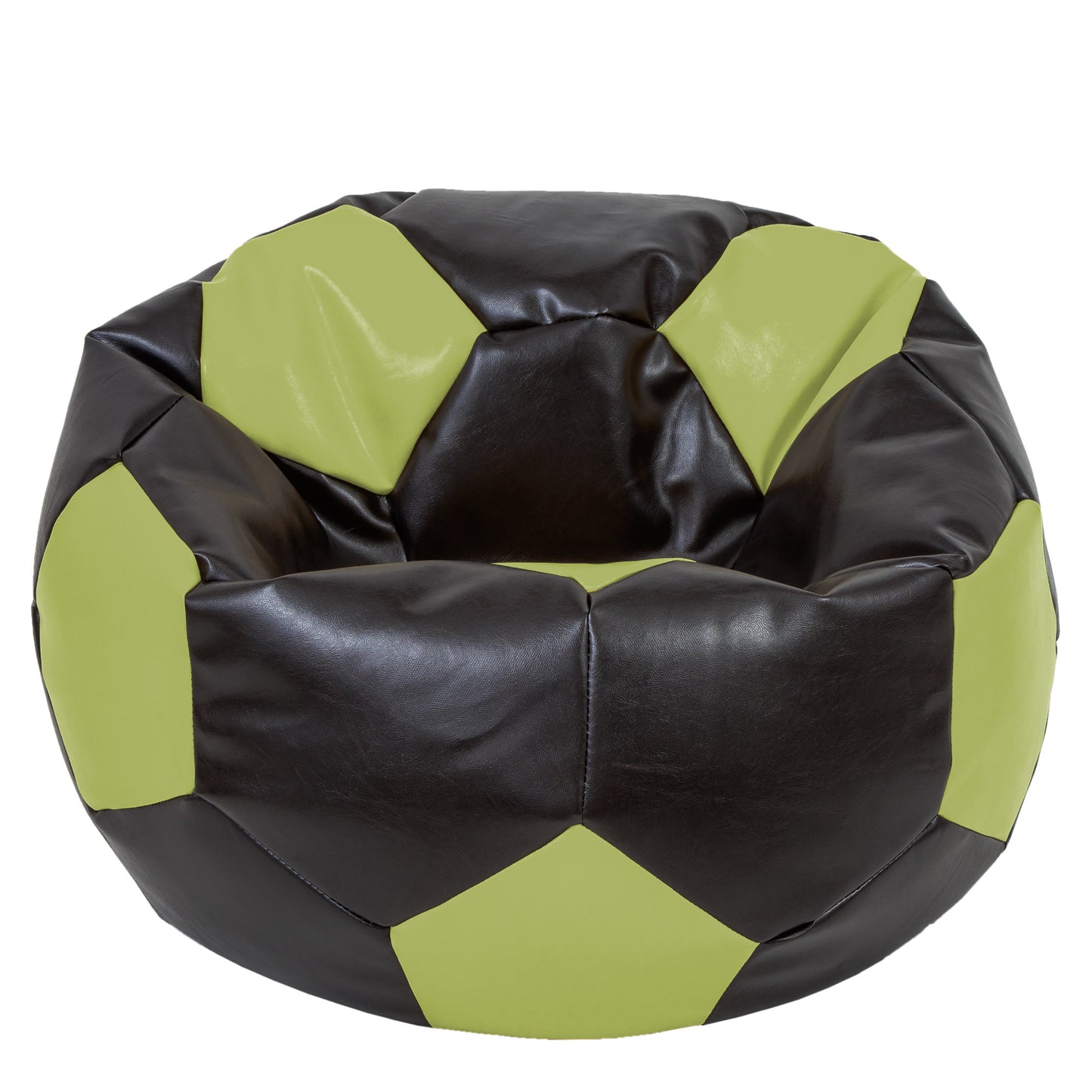 Fotoliu puf Mega Ball - imitatie piele - wenge/verde
