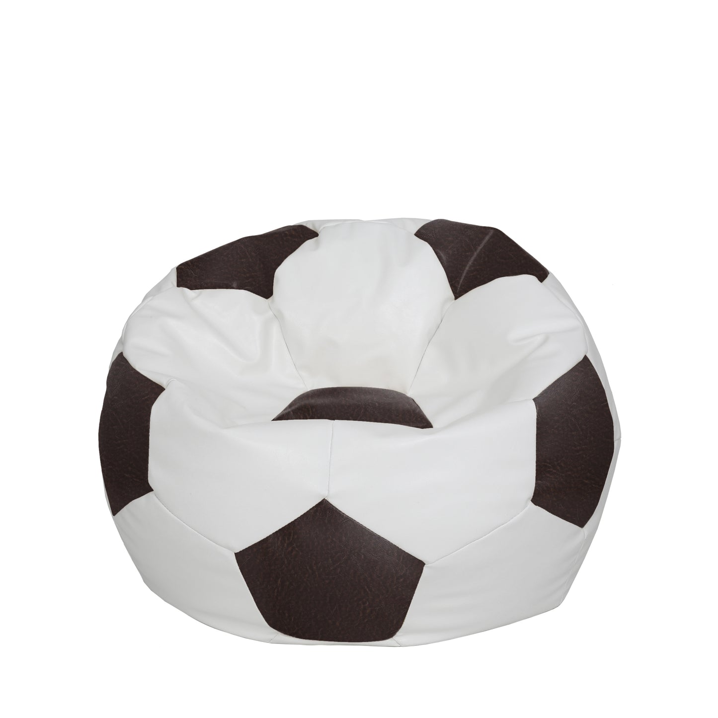 Fotoliu puf Mondo Ball - imitatie piele - alb/maro