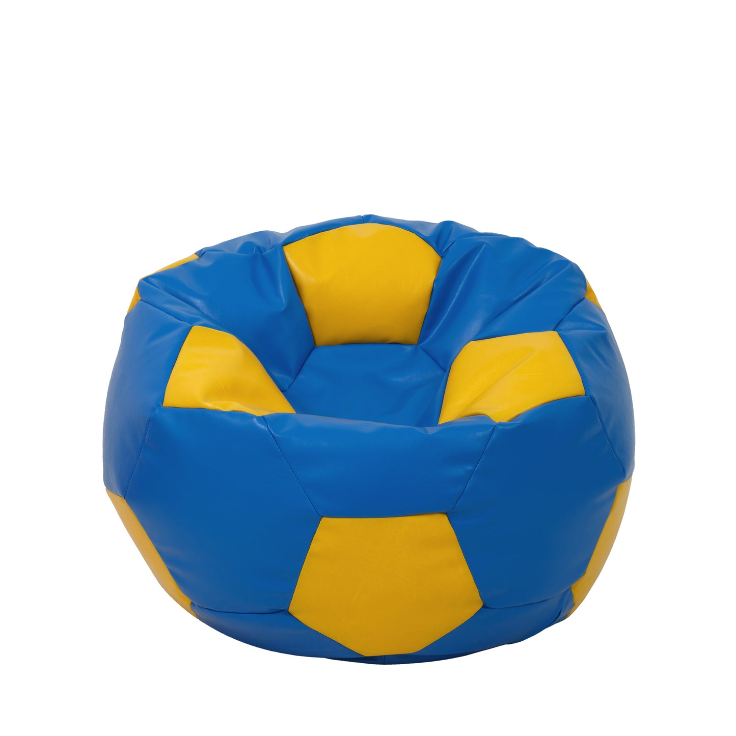 Fotoliu puf Mondo Ball - imitatie piele - albastru/galben