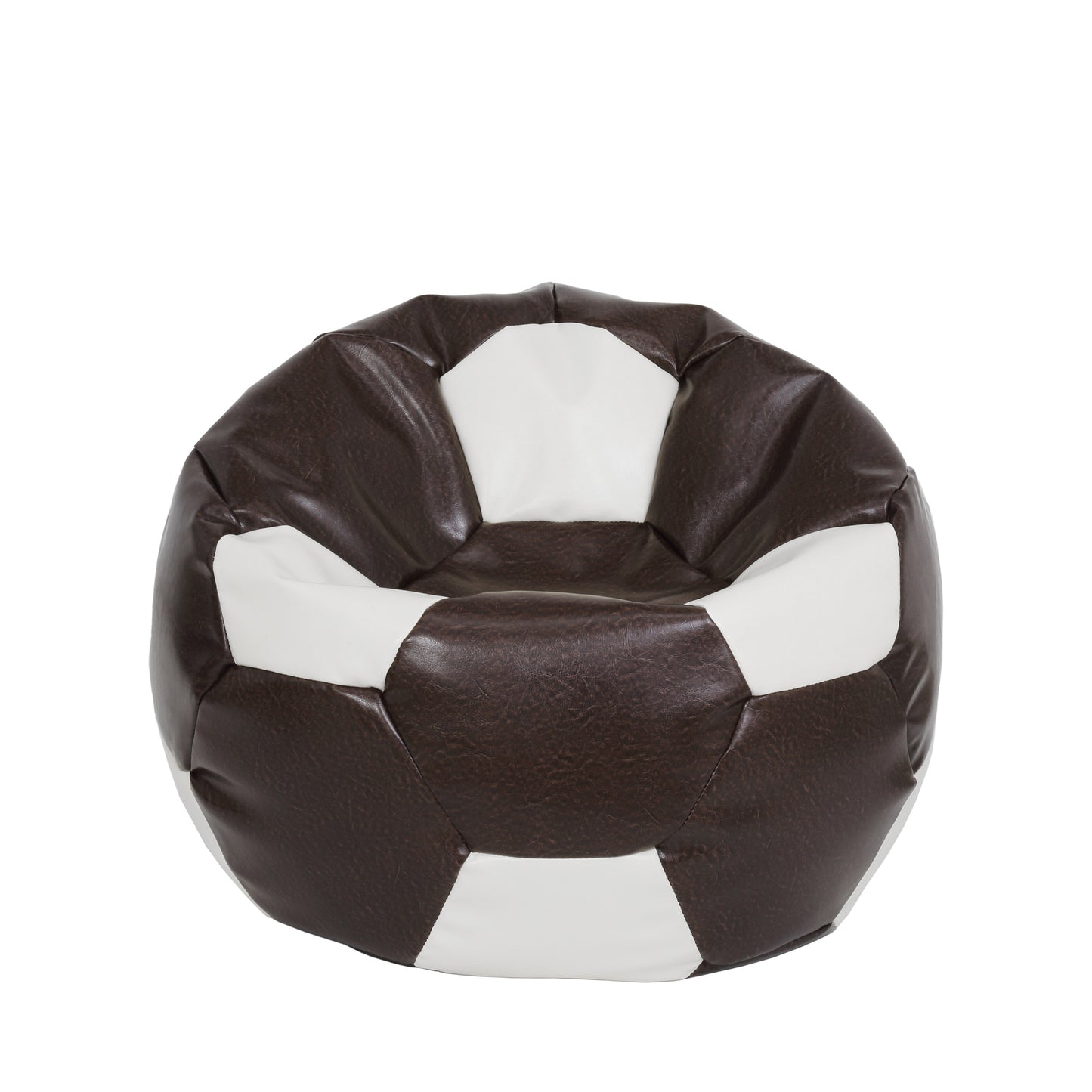 Fotoliu puf Mondo Ball - imitatie piele - maro/alb