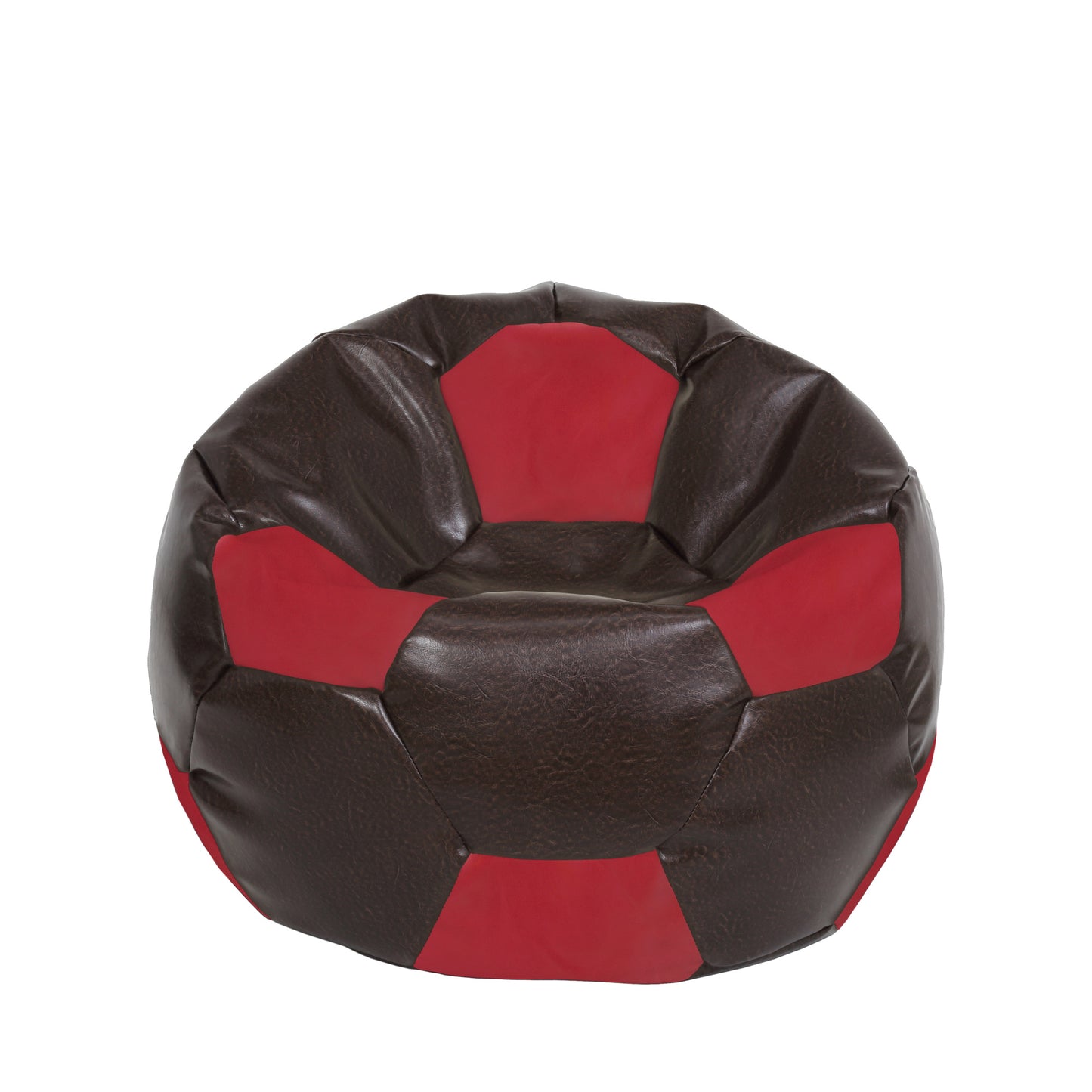 Fotoliu puf Mondo Ball - imitatie piele - maro/rosu