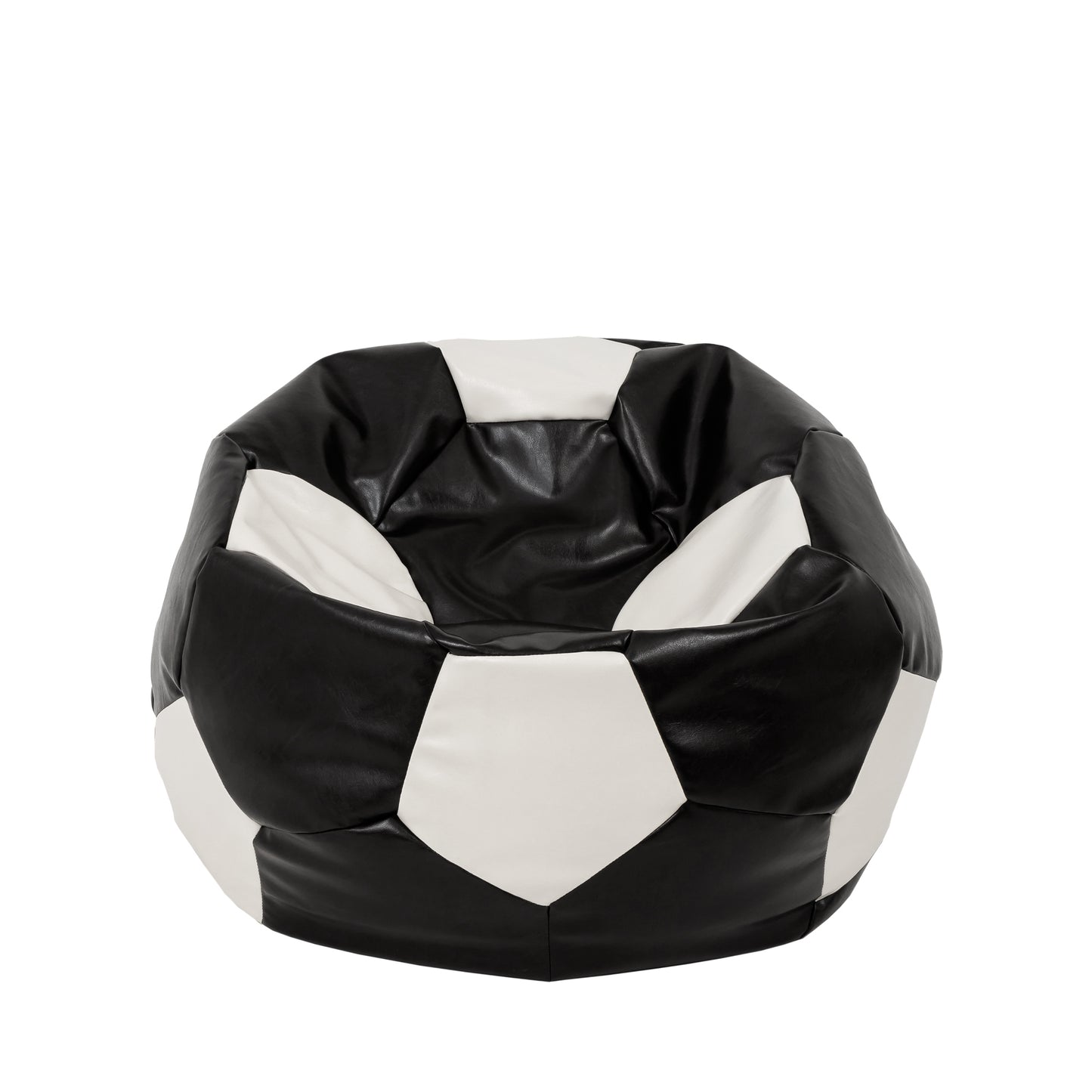 Fotoliu puf Mondo Ball - imitatie piele - negru/alb