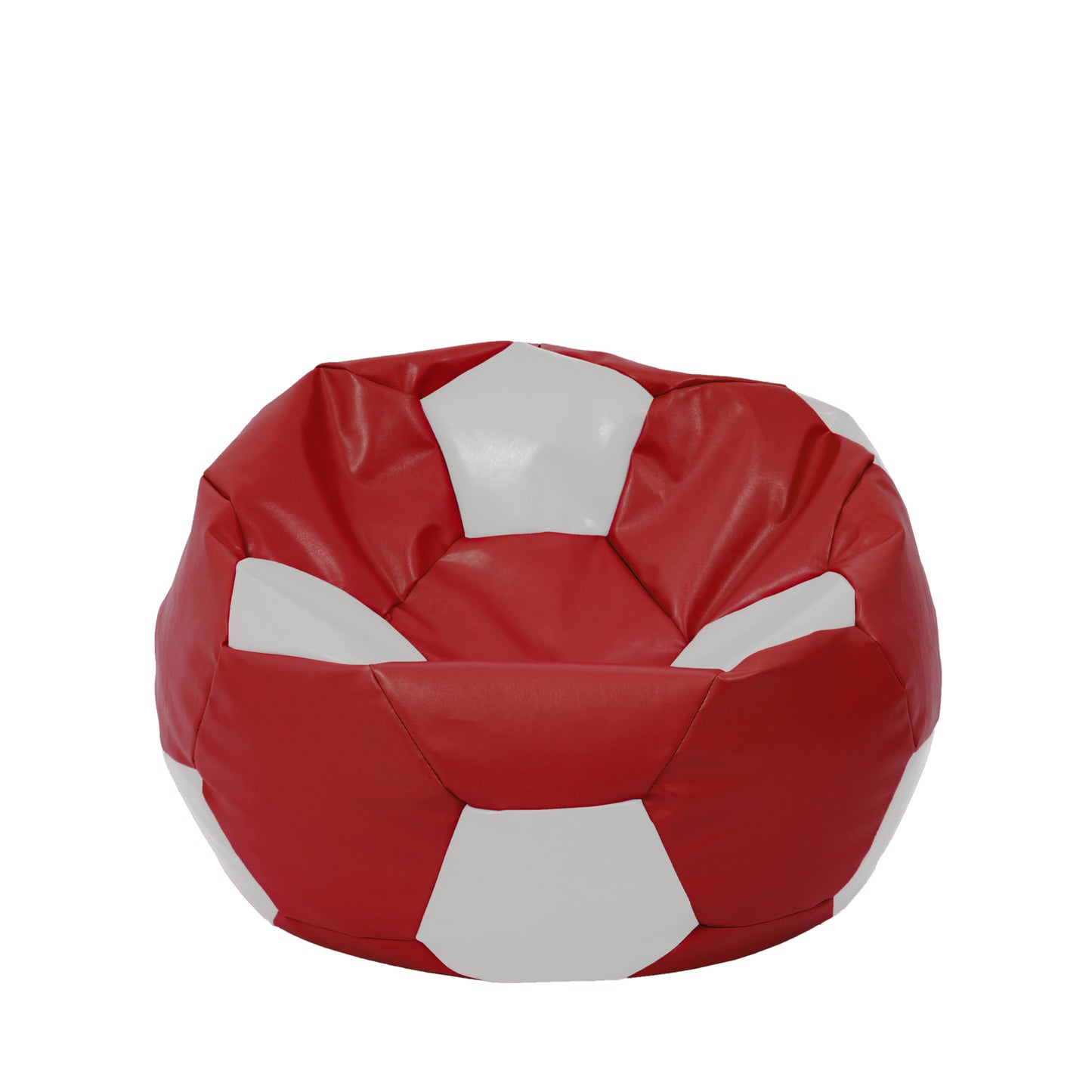Fotoliu puf Mondo Ball - imitatie piele - rosu/alb
