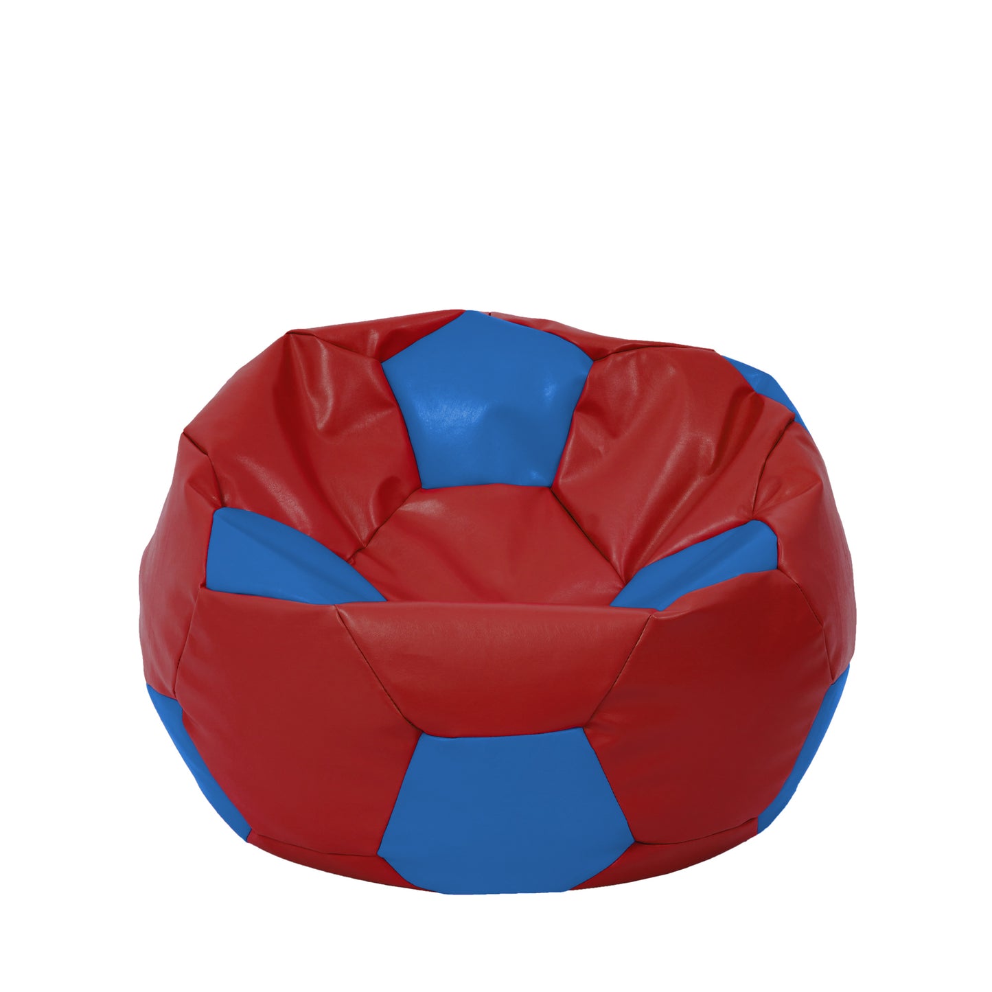 Fotoliu puf Mondo Ball - imitatie piele - rosu/albastru