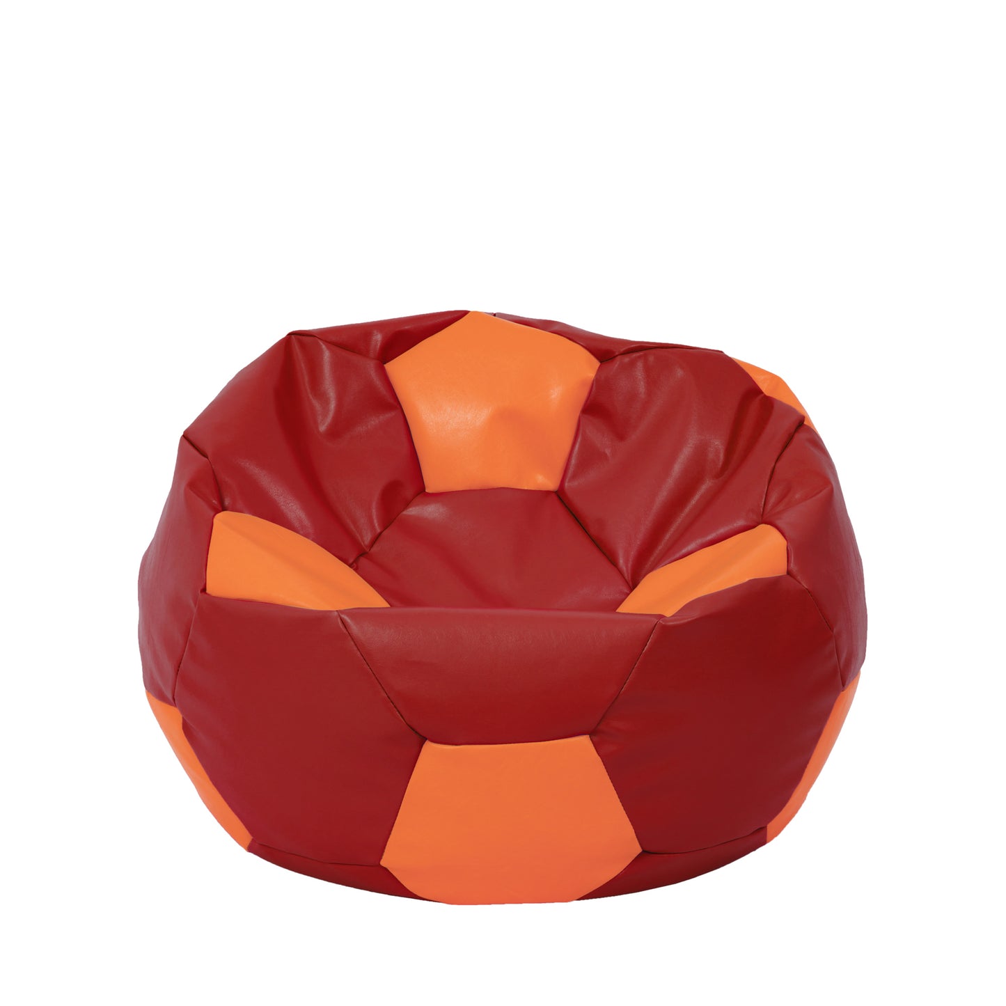 Fotoliu puf Mondo Ball - imitatie piele - rosu/portocaliu