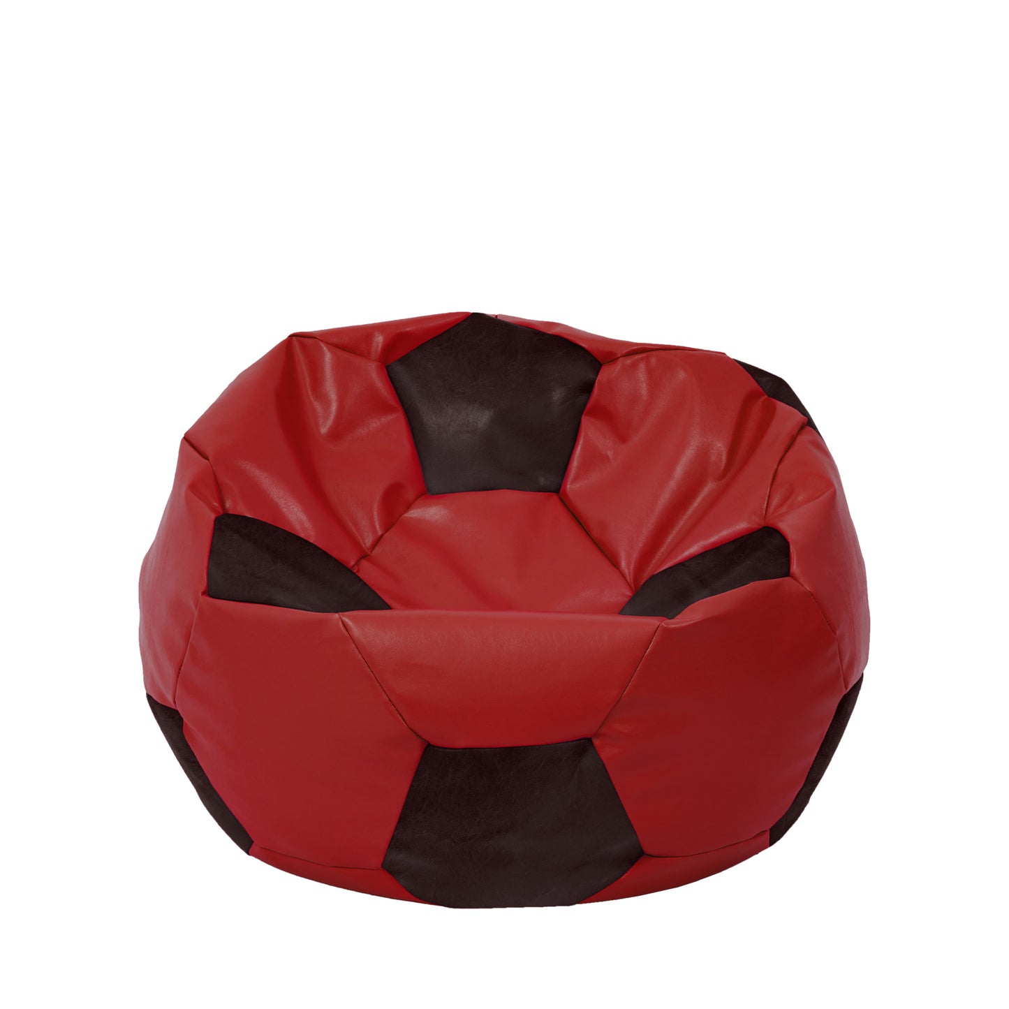 Fotoliu puf Mondo Ball - imitatie piele - rosu/wenge