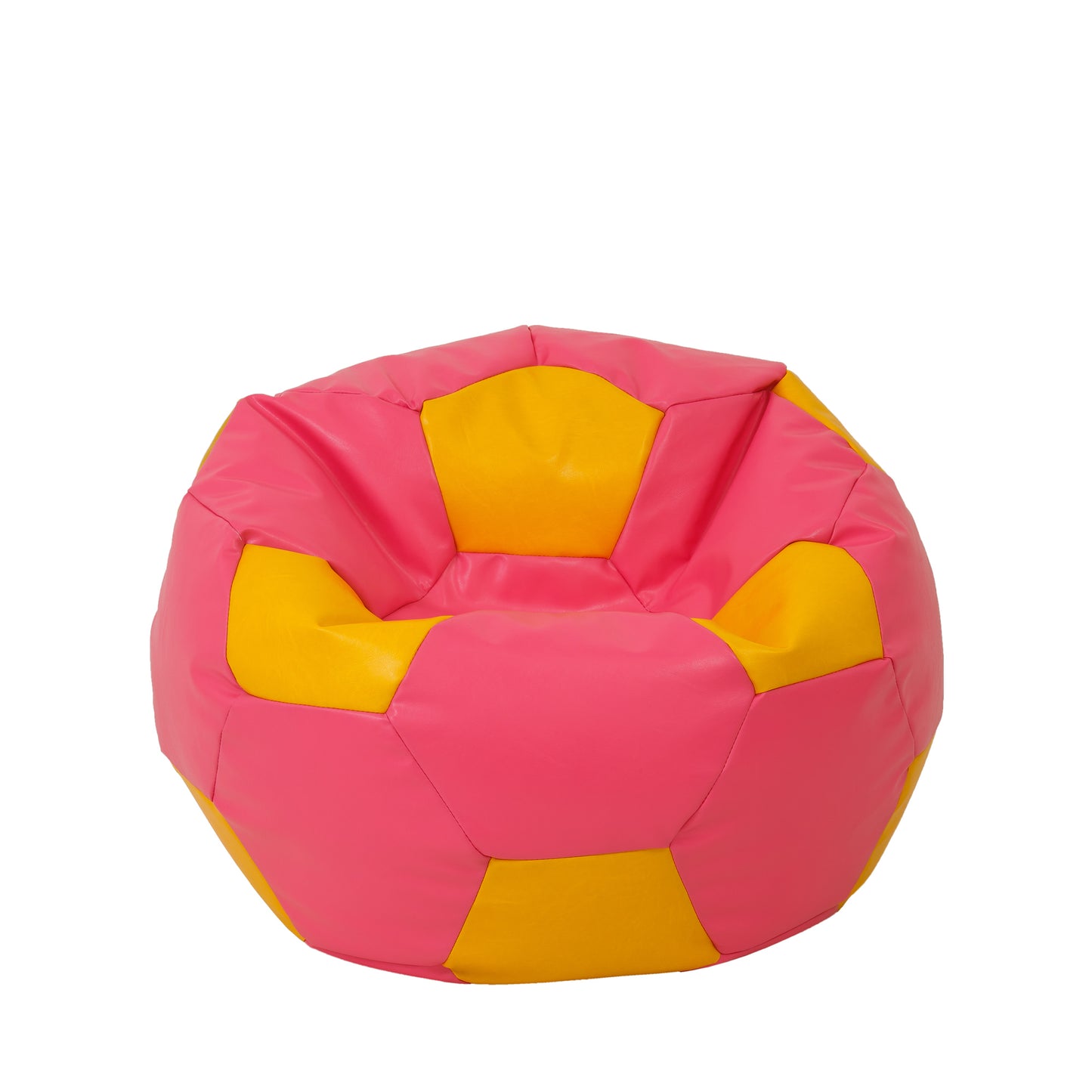 Fotoliu puf Mondo Ball - imitatie piele - roz/galben