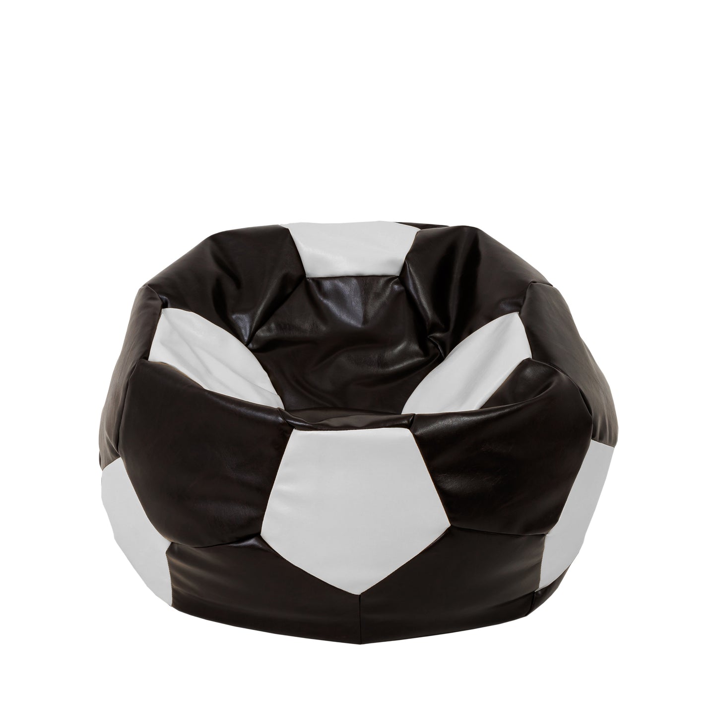 Fotoliu puf Mondo Ball - imitatie piele - wenge/alb