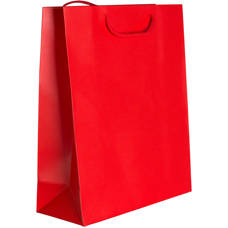 Punga carton 210gr plastifiat mat 26*32*11 cm - rosu