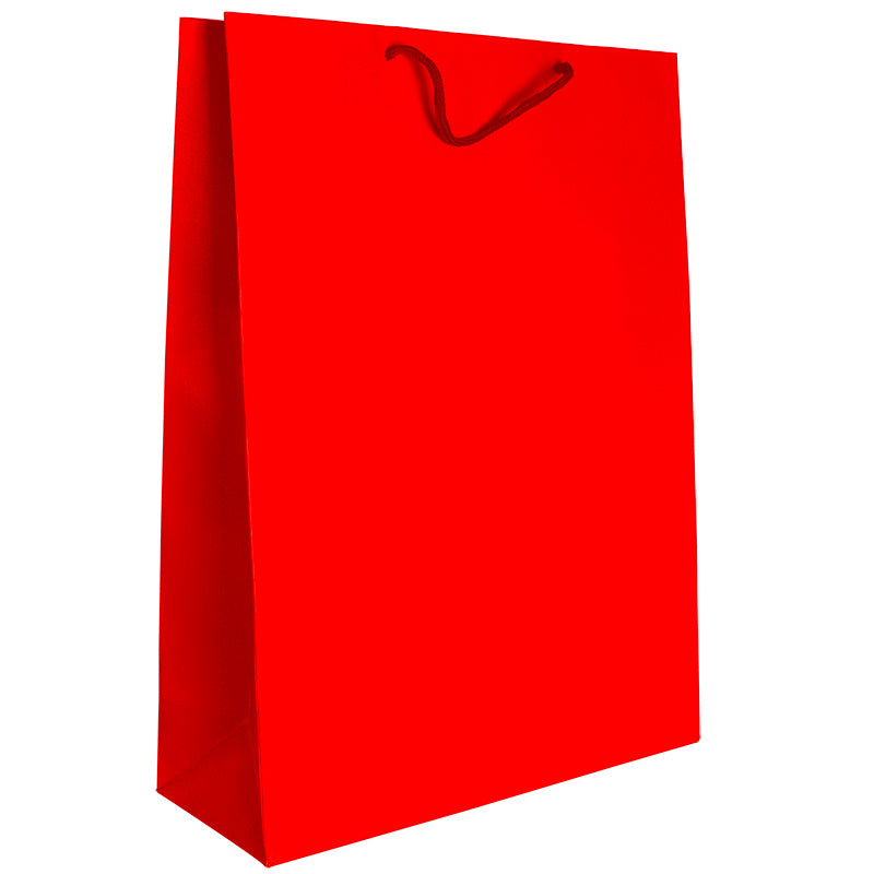 Punga carton 210gr plastifiat mat 31*42*12 cm -rosu
