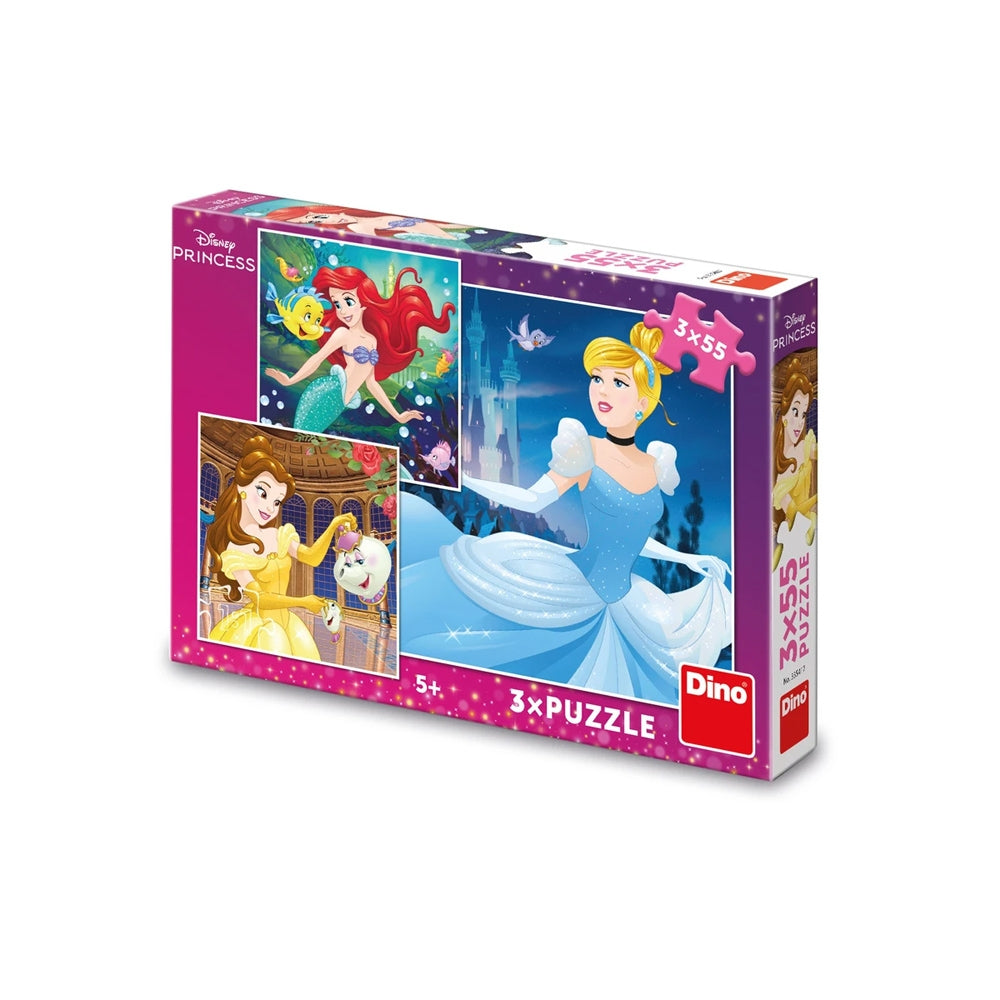 Puzzle 3x55 piese, Printesele Vesele - DINO TOYS