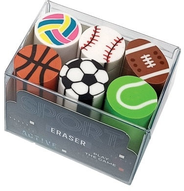 Radiera color S-cool, model Sporturi, 6 buc/cutie PVC