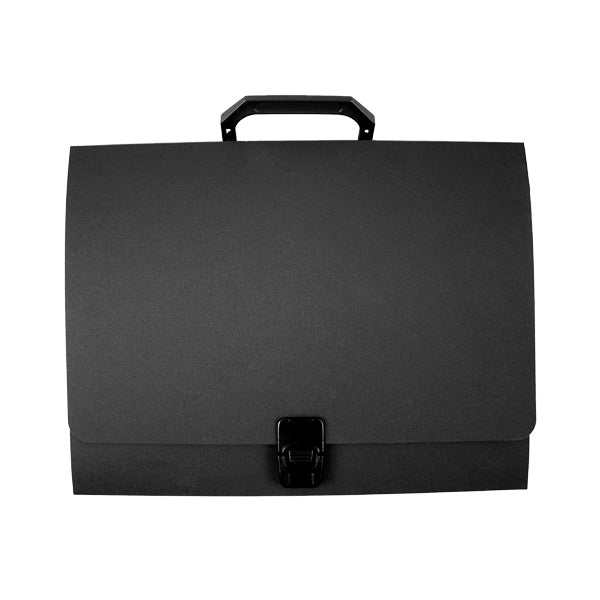 Servieta plastic A4, burduf 40 mm, 1 compartiment, negru EVOffice