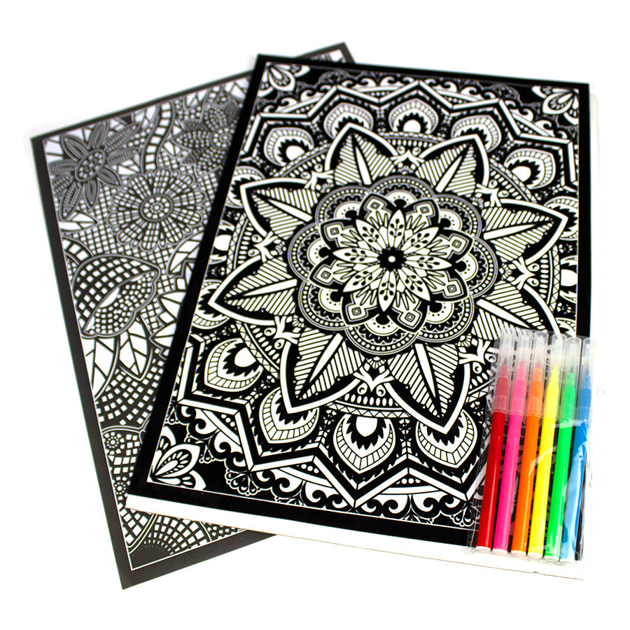 Set de colorat, insertii de catifea, planse, carioci EVOffice