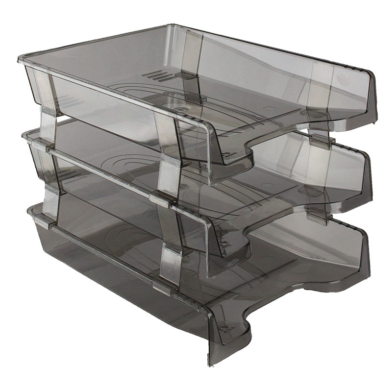 Tavite plastic suprapozabile fixe 3/set cu distantier fumuriu Ark