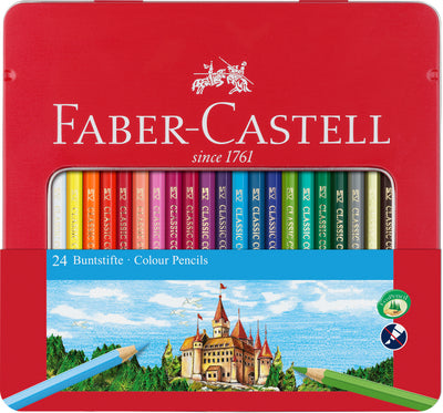 CREIOANE COLORATE 24 CULORI CUTIE METAL-2 FABER-CASTELL