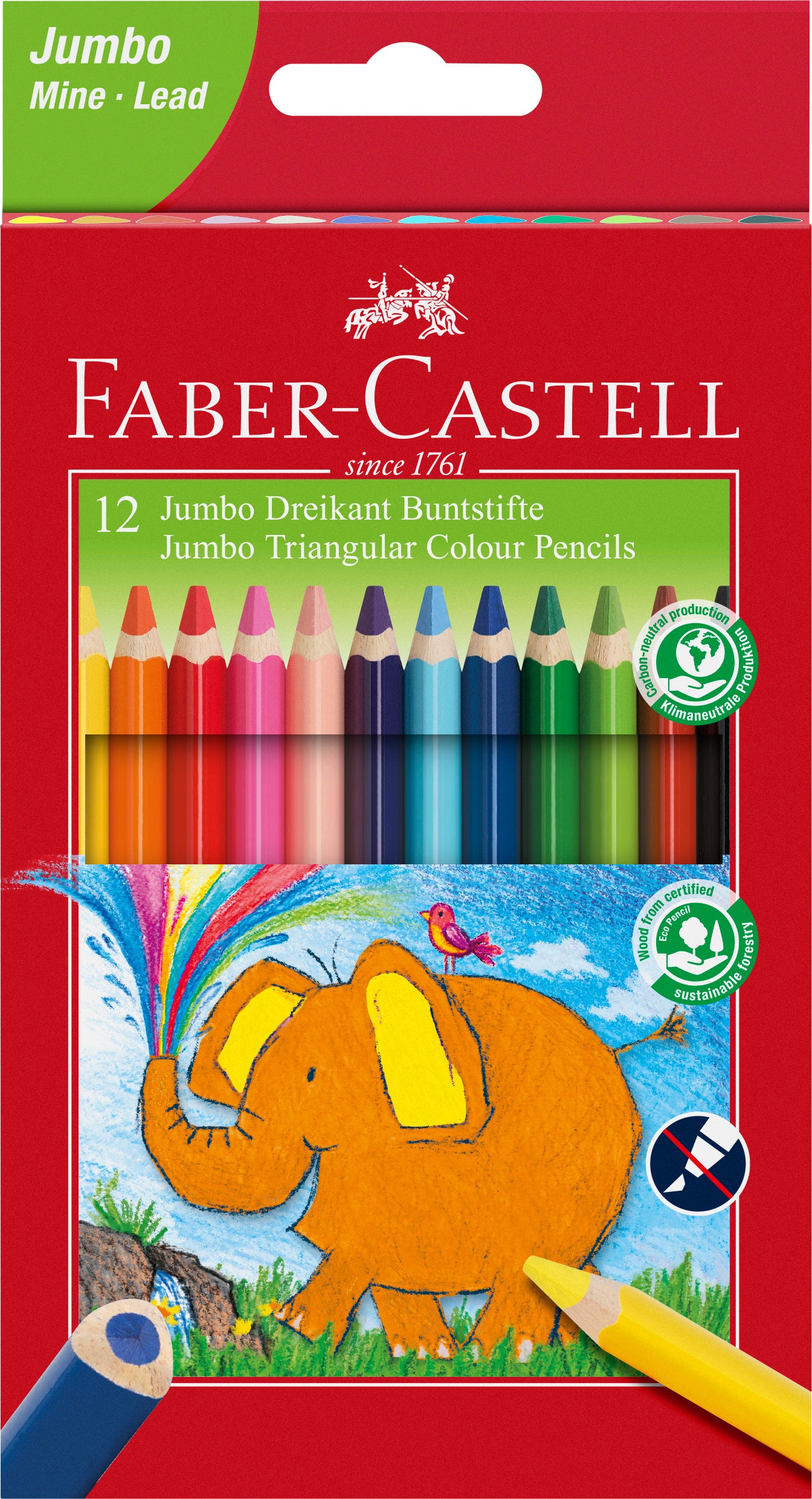 CREIOANE COLORATE TRIUNGHIULARE JUMBO 12 CULORI FABER-CASTELL