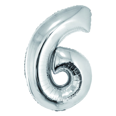 BALON FOLIE CIFRA 6 ARGINTIU 85 CM DACO BL856AG