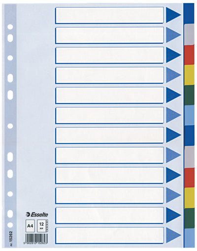 SEPARATOARE INDEX PLASTIC 12 CULORI ESSELTE