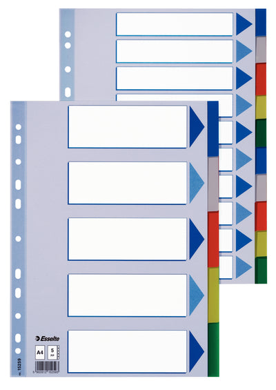 SEPARATOARE INDEX PLASTIC 5 CULORI ESSELTE